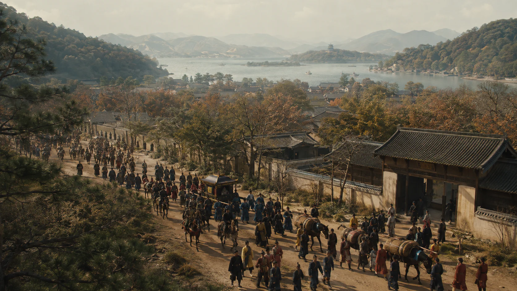 临安湖山行旅图文化场景