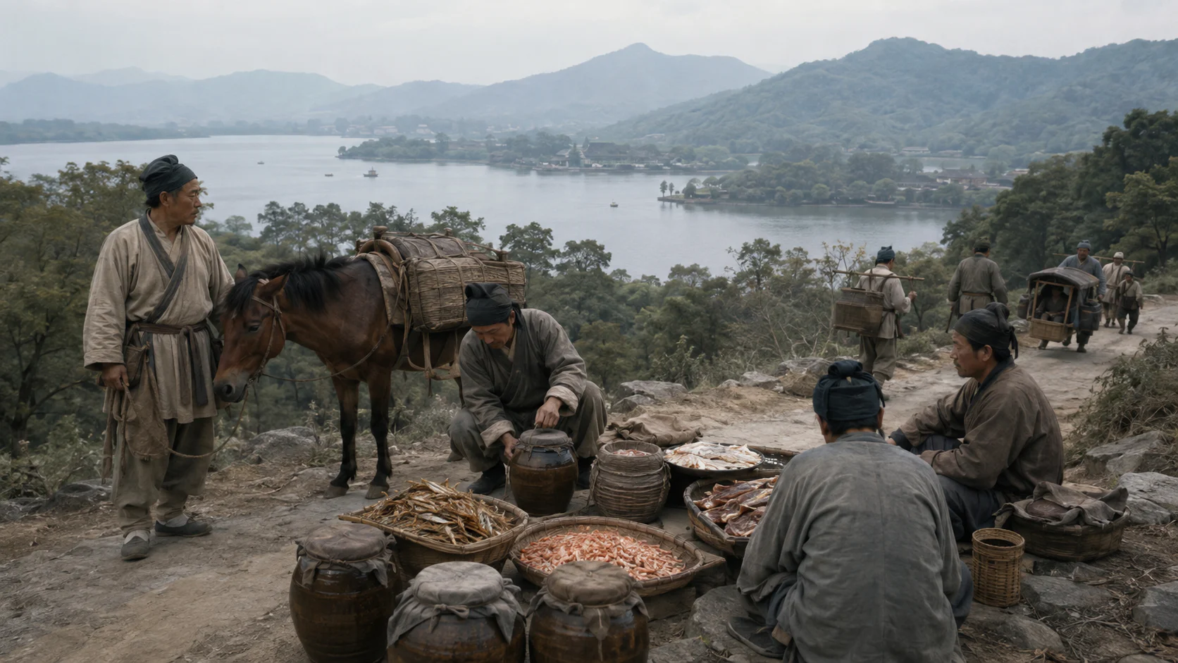 临安湖山行旅图文化场景