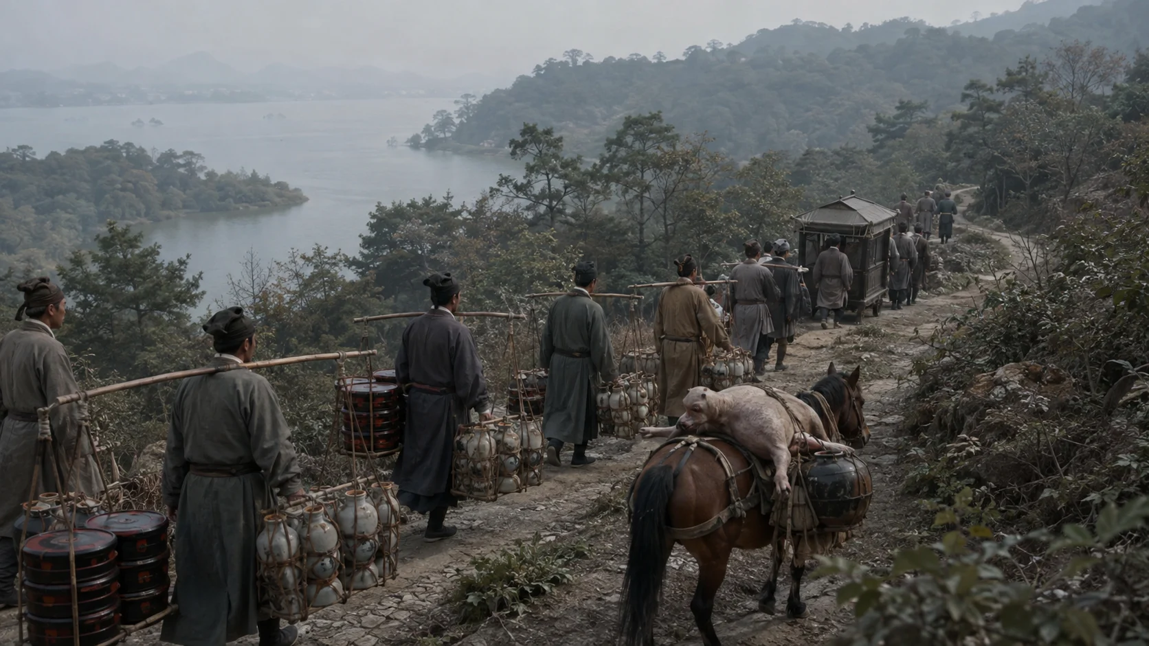 临安湖山行旅图文化场景