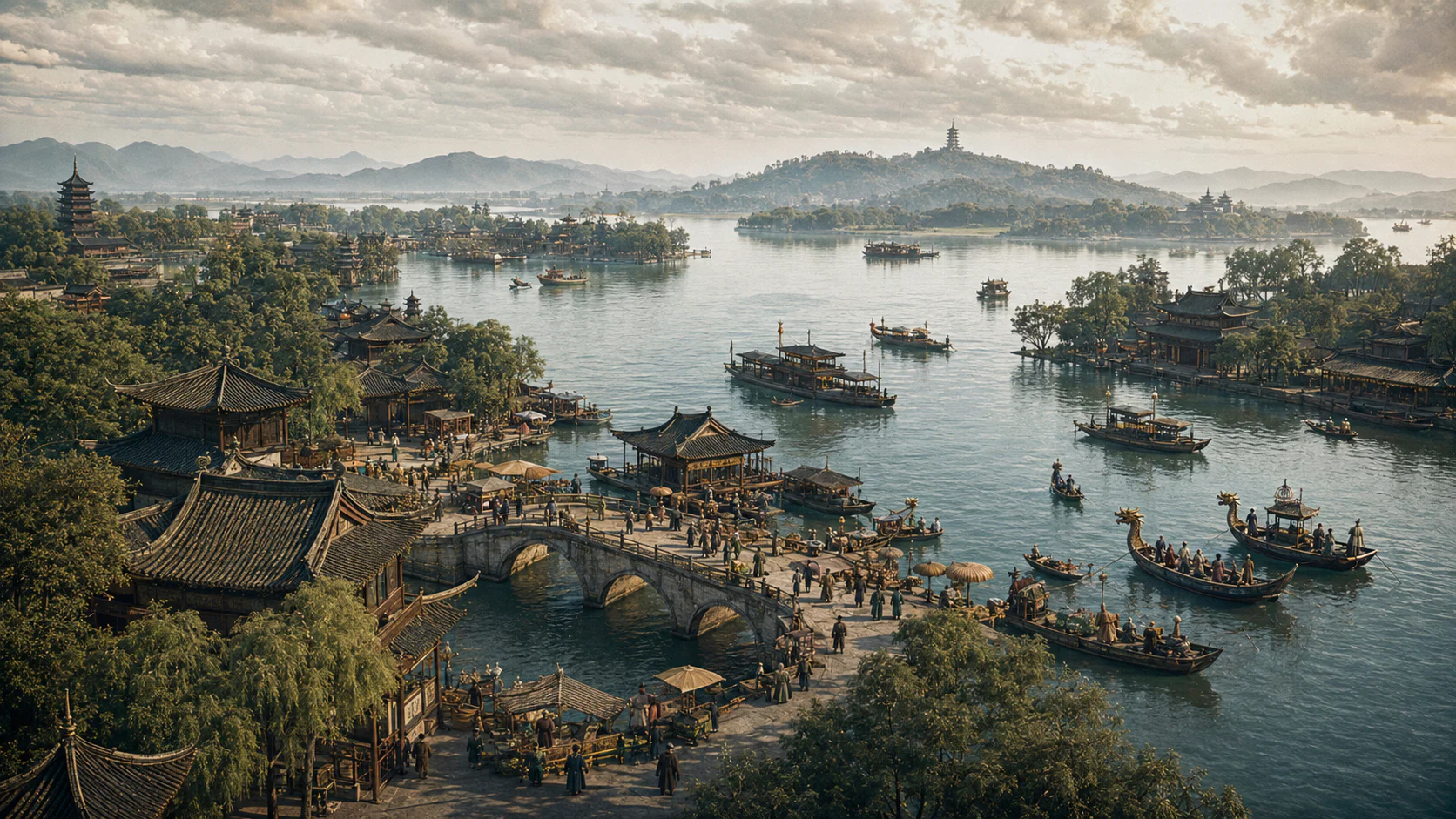临安湖山行旅图文化场景