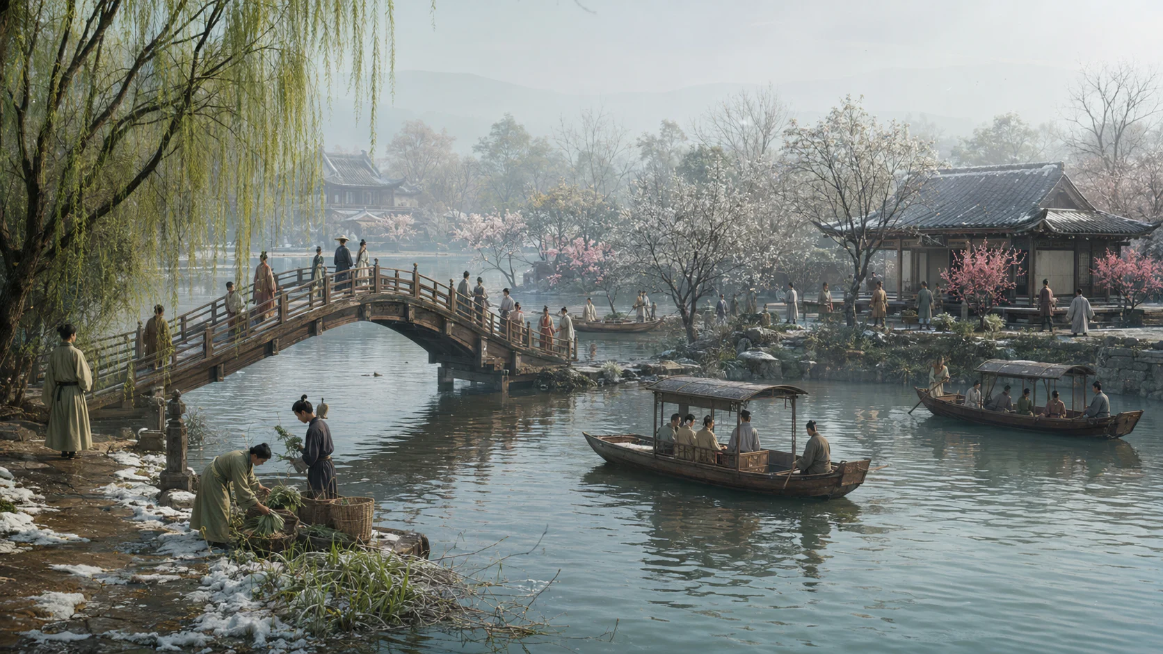 临安湖山行旅图文化场景