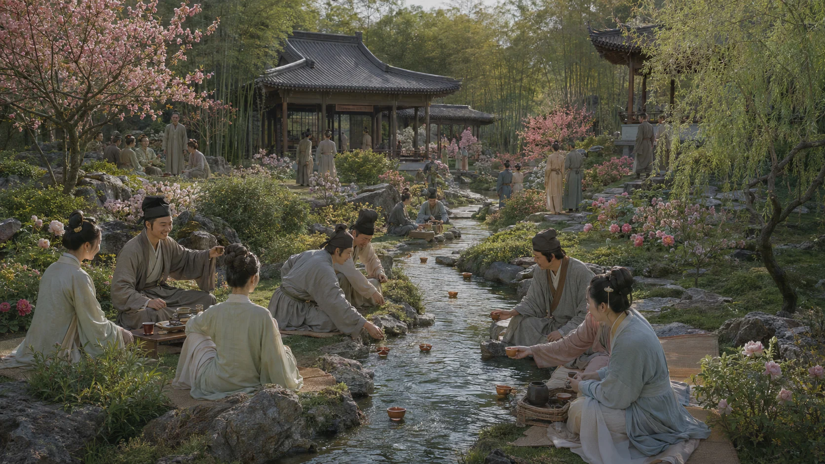 临安湖山行旅图文化场景