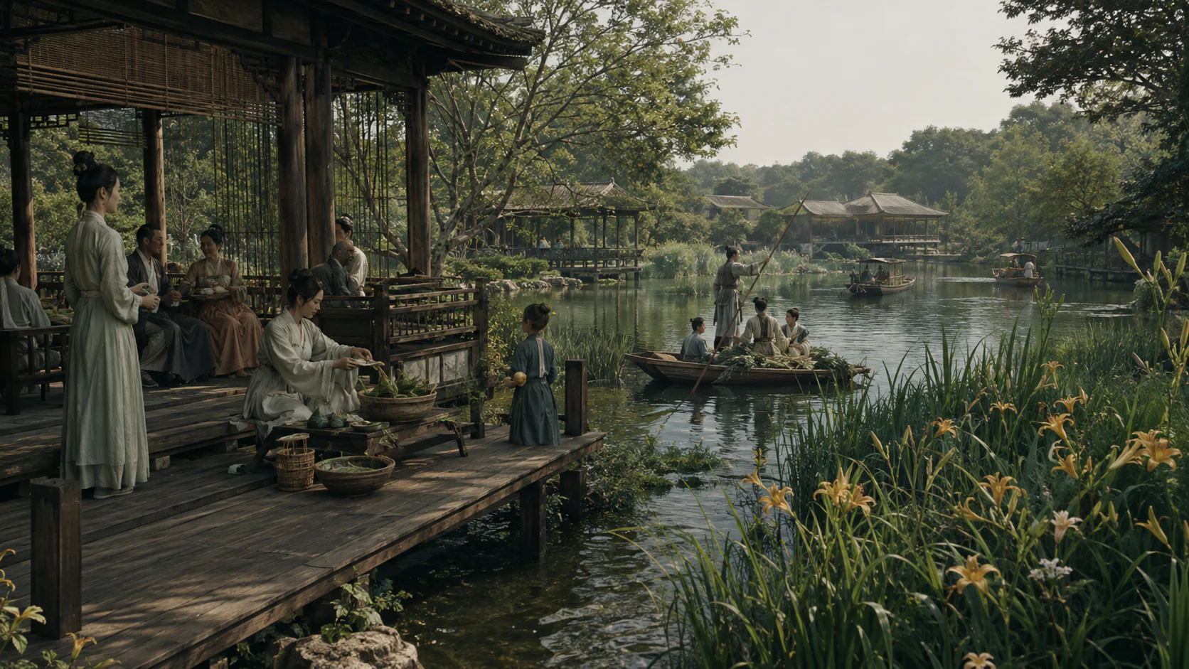 临安湖山行旅图文化场景