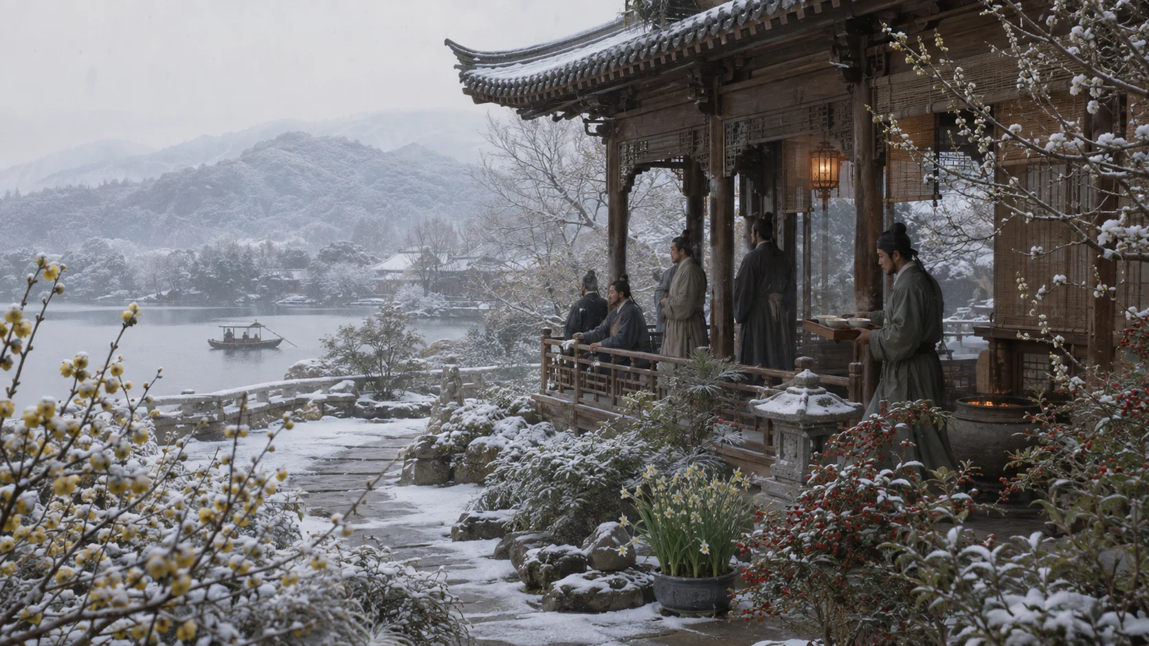 临安湖山行旅图文化场景