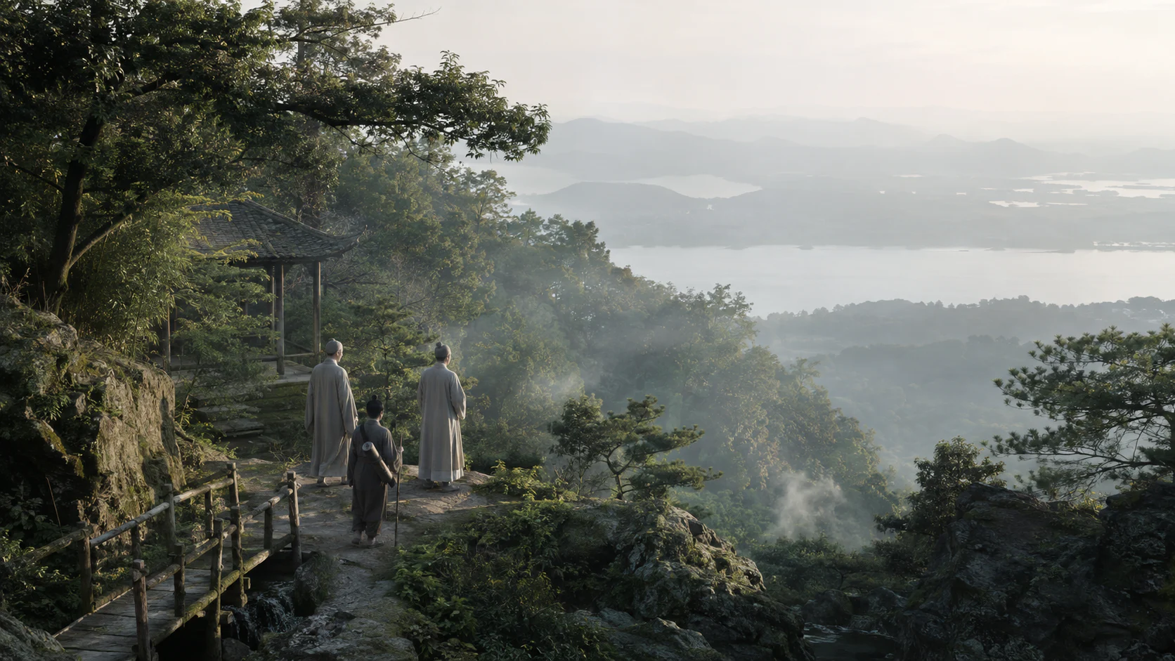临安湖山行旅图文化场景